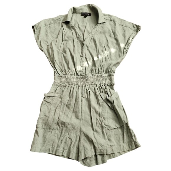 Dannii Minogue Australia Jumpsuit Sz 4 Petite Green Linen Blend Summer Comfycore - Picture 2 of 10